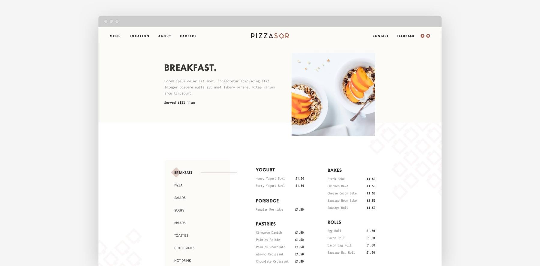 PizzaSQR - Menu